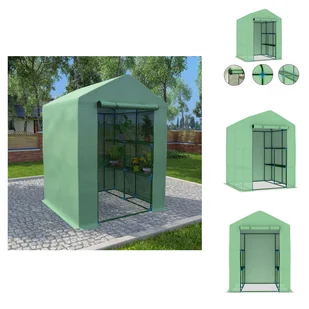vidaXL Szklarnia z półkami stalowymi 143x143x195 cm - Szklarnie - Szklarnie ogrodowe - miniaturka - grafika 1