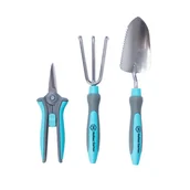 Grabie i motyki - Holtaz Zestaw narzędzi ogrodniczych 3 - zestaw narzędzi ogrodniczych - łopatą ręczną do kwiatów, grabie do roślin, nożyce z wygodną antypoślizgową r.. - miniaturka - grafika 1