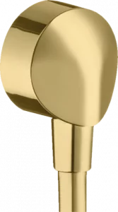 HANSGROHE 27454990 FixFit Przyłącze węża bez zaworu zwrotnego E, złoty opt. poler. - Akcesoria do armatury i ceramiki - miniaturka - grafika 1