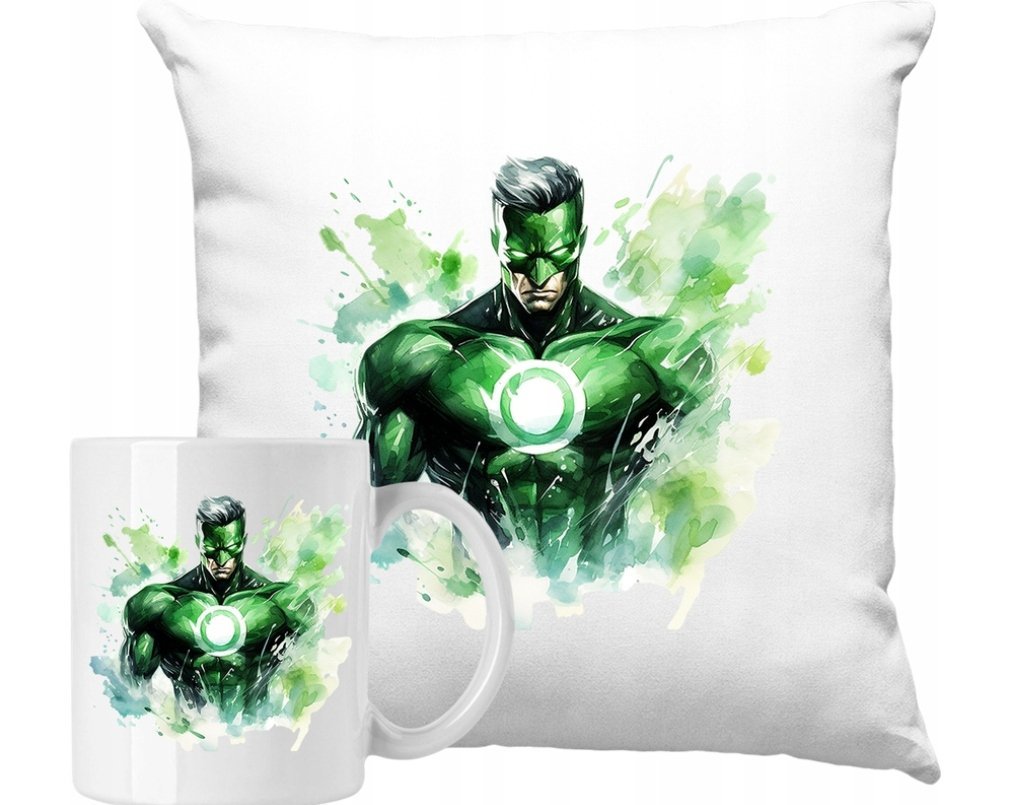 ZESTAW PODUSZKA + KUBEK Green Lanther Pomysł Na Prezent +IMIĘ #2