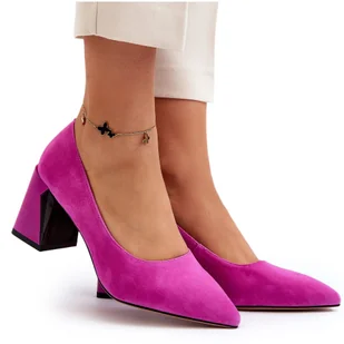 Vinceza Zamszowe Czółenka Na Słupku Fuksja Alessyndra różowe - Czółenka - miniaturka - grafika 1