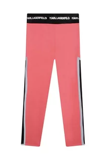 Spodnie i spodenki dla dziewczynek - Karl Lagerfeld legginsy dziecięce kolor różowy z nadrukiem - grafika 1