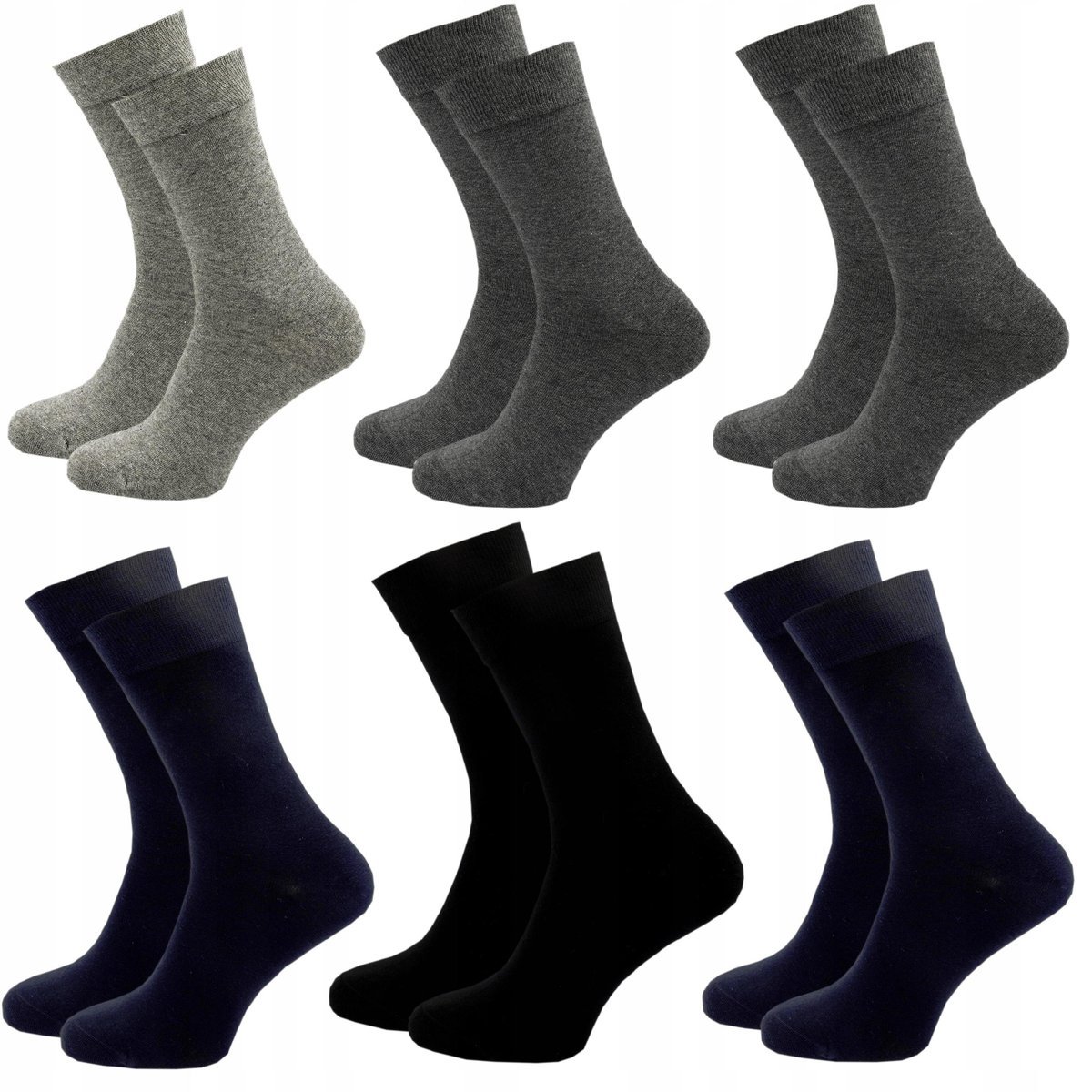 6x SKARPETY MĘSKIE GARNITUROWE ODDYCHAJĄCE 3 KOLORY DŁUGIE BAWEŁNIANE 40-43