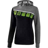 Bluzy damskie - Erima damska bluza z kapturem 5-c czarny Schwarz/Grau Melange/Weiß 48 1071913 - miniaturka - grafika 1