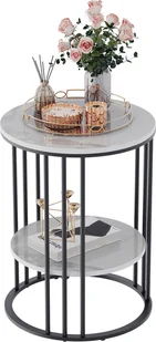 Stolik kawowy WISFOR o marmurowym wyglądzie, stolik nocny stolik nocny stolik telefoniczny stolik kwiatowy z metalową ramą, industrialny design - Ławy i stoliki kawowe - miniaturka - grafika 1