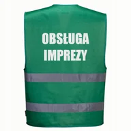 Odzież robocza - Kamizelka odblaskowa F474 PORTWEST S/M-zielona nadruk OBSŁUGA IMPREZY - miniaturka - grafika 1