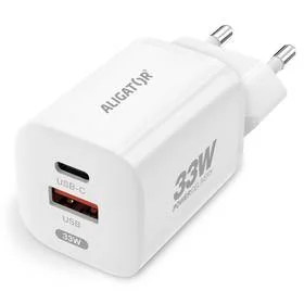 Ładowarka sieciowa Aligator Power Delivery 33W, USB-C + USB-A (CHPD0020) Biała - Ładowarki do telefonów - miniaturka - grafika 1
