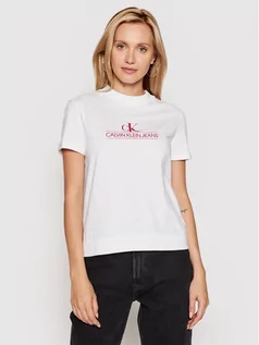 Koszulki i topy damskie - Calvin Klein Jeans T-Shirt J20J215614 Biały Regular Fit - grafika 1