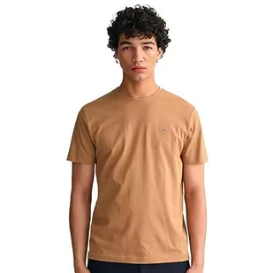 GANT Koszulka męska Reg Shield SS, Ciepły khaki., L - Koszulki męskie - miniaturka - grafika 1