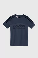 Koszulki dla chłopców - adidas t-shirt dziecięcy kolor niebieski z nadrukiem - miniaturka - grafika 1