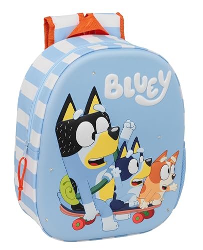 BLUEY Plecak szkolny z wzorem 3D, idealny dla dzieci w różnym wieku, wygodny i wszechstronny, jakość i wytrzymałość, 27 x 10 x 33 cm
