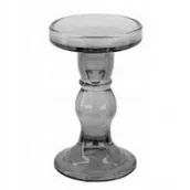 Świeczniki - Świecznik szklany na świece stołowe i grube Dekoracja 8,5x14cm Szary - miniaturka - grafika 1