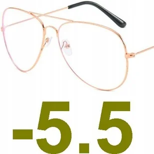 Okulary korekcyjne minusy pilotki złote -5.5 - Okulary korekcyjne, oprawki, szkła - miniaturka - grafika 1