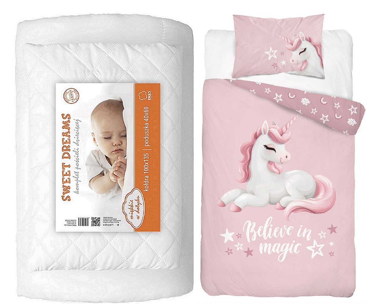 Komplet pościeli 100x135 do łóżeczka 4el z kołdrą i poduszką wyprawka