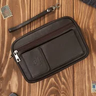 Nerki - Saszetka męska skórzana do ręki z miejscem na telefon brązowa Paolo Peruzzi T-132-BR - miniaturka - grafika 1