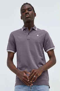 G-Star Raw polo męski kolor fioletowy gładki - Koszulki męskie - miniaturka - grafika 1