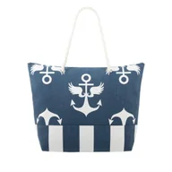 Torebki damskie - Torba plażowa o marynarskim wzorze Bellugio - niebieska - miniaturka - grafika 1