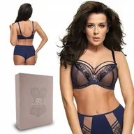 Biustonosze - Biustonosz GORSENIA K496 PARADISE granatowy 90J - miniaturka - grafika 1