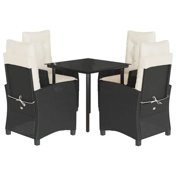 Zestaw mebli ogrodowych Rattan PE 4 os. czarny 80x80x74 cm