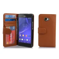 Etui i futerały do telefonów - Sony Cadorabo cador Abo Book Style etui do Xperia M2 Case Cover etui ochronne z 3 kieszenie na karty kredytowe, Xperia M2, koniakowo-brązowy DE-101051 - miniaturka - grafika 1
