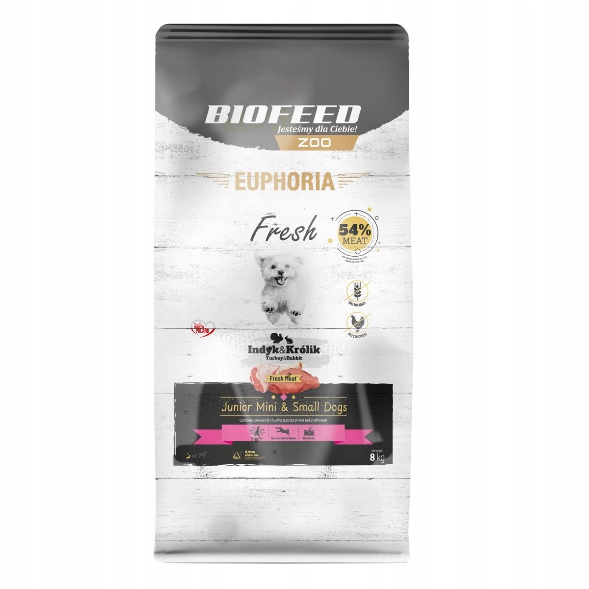 BIOFEED Euphoria Fresh Junior Mini & Small Indyk z królikiem - sucha karma dla psa - 8kg
