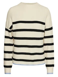 Pieces Sweter w kolorze kremowo-czarnym - Swetry damskie - miniaturka - grafika 1