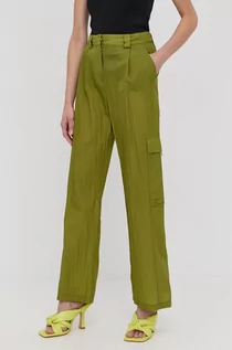 Spodnie damskie - Patrizia Pepe spodnie damskie kolor zielony proste high waist - grafika 1