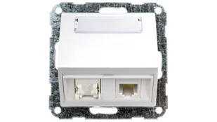 Optima Gniazdo teleinformatyczne podwójne RJ12/RJ45 kat.5e białe 12004902 - Gniazdka elektryczne - miniaturka - grafika 1