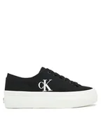 Trampki damskie - Calvin Klein Jeans Tenisówki Vulc Flatform Low Cv Mg YW0YW01763 Czarny - miniaturka - grafika 1