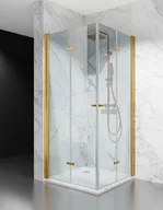 Kabiny prysznicowe - Swiss Liniger Kabina prysznicowa składana 85x85 cm szkło 6mm przeźroczyste profile złoty mat - miniaturka - grafika 1