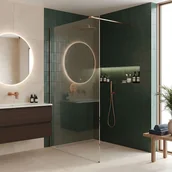 Kabiny prysznicowe - Rea Kabina prysznicowa Walk-In Rea Flexi Transparent / Brush Copper 90 - miniaturka - grafika 1