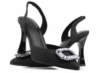 Sandały damskie - Sandały damskie na obcasie - Marco Tozzi 2-29607-20, czarne - miniaturka - grafika 1