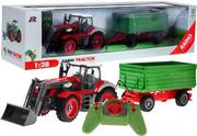 Samochody i pojazdy dla dzieci - ZESTAW FARMERA: Duży Zdalnie Sterowany Traktor z Przyczepą (1:28) + Pilot Radiowy. - miniaturka - grafika 1
