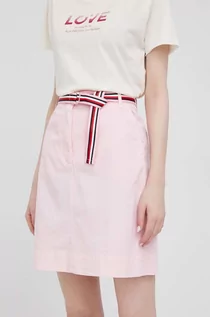 Spódnice - Tommy Hilfiger spódnica kolor różowy mini prosta - grafika 1