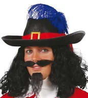 Dodatki do strojów karnawałowych - Guirca Kapelusz "Muszkieter z niebieskim piórkiem" GUIRCA GU13544 - miniaturka - grafika 1