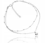 Bransoletki - Srebrna bransoletka kulki ankier serce na nogę 925 - miniaturka - grafika 1