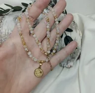 Biżuteria religijna - Naszyjnik z cytrynu Siła Michała, Serce Józefa - miniaturka - grafika 1