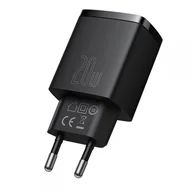 Ładowarki i akumulatory - Baseus Ładowarka sieciowa baseus compact quick charger, usb, usb-c, 20w czarna AMI-BAS20723 - miniaturka - grafika 1