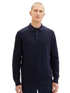 Koszulki męskie - TOM TAILOR Męska koszulka polo z dzianiny z bawełny, 13160-knitted Navy Melange, L - miniaturka - grafika 1