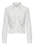 Bluzki damskie - ONLY Damska bluzka Onlmette Ls Wrinkle Short Top Noos WVN, biały, M - miniaturka - grafika 1