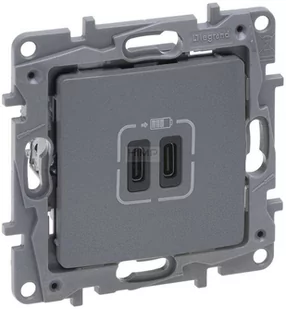 Legrand Gniazdo podwójne USB Niloe Selection 762395 typ C+C 3 A stal - Gniazdka elektryczne - miniaturka - grafika 1