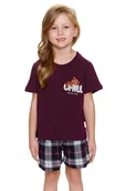 Piżamy dla dziewczynek - Piżama chłopięca i dziewczęca Chill teddy bordowa 110/116 - miniaturka - grafika 1
