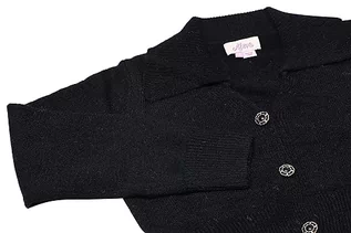 Swetry damskie - Aleva Damski kardigan z długim rękawem w delikatnym stylu z kołnierzem polo, czarny, rozmiar XS/S, czarny, XS - grafika 1