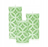 Świece - ŚWIECA DEKORACYJNA KOŁA-ZESTAW 3 SZT kolor ZIELONY - miniaturka - grafika 1