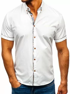 Koszule męskie - Koszula męska elegancka z krótkim rękawem biała Bolf 5509-1 - grafika 1