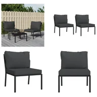 Fotele i krzesła ogrodowe - vidaXL Krzesła ogrodowe z szarymi poduszkami 2 szt. 60x74x79 cm stalowe - krzesło ogrodowe - krzesła ogrodowe - krzesło zewnętrzne - krzesło tarasowe - miniaturka - grafika 1