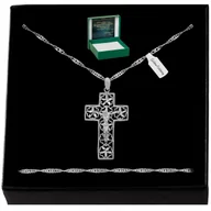 Biżuteria dla dzieci - SREBRNY NASZYJNIK KOMUNIJNY ŁAŃCUSZEK KRZYŻYK 925 - miniaturka - grafika 1