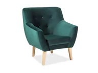 Fotele - Signal FOTEL NORDIC 1 VELVET KOLOR ZIELONY TAPICERKA BLUVEL 78 / BUK - miniaturka - grafika 1