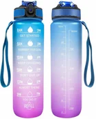 Shakery i bidony sportowe - Butelka na wodę tritanowa motywacyjna 1l bidon z miarką na siłownię NR - miniaturka - grafika 1