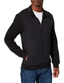 Bluzy męskie - Pierre Cardin Męska bluza dresowa ze stójką zamek błyskawiczny Interlock Slub bluza w jodełkę, Czarny, S - miniaturka - grafika 1